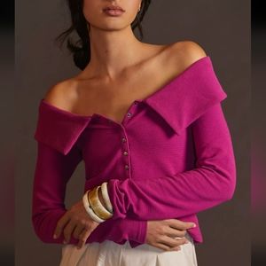 Maeve | Anthropologie Off-Shoulder Button Down Top